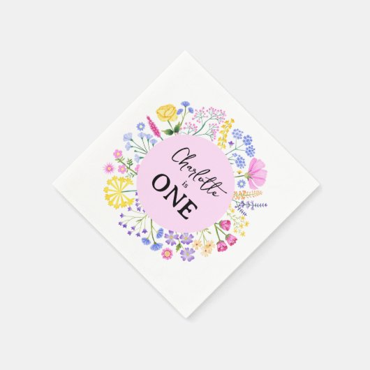 Wildblume ist die erste Blüte eines Mädchens Serviette (Ecke)