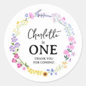 Wildblume ist ein erster Geburtstag Runder Aufkleber (Vorderseite)