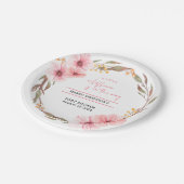 Wildblume ist unterwegs mit rosa Babydusche Pappteller (Schrägansicht)