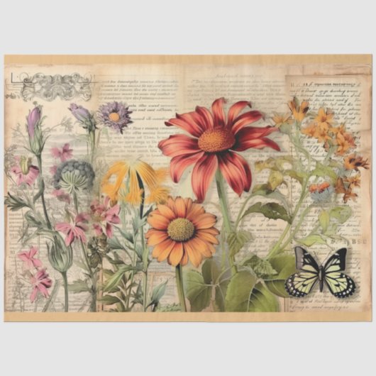 Wildblume Junk Journal Design 9 Seidenpapier (Vorderseite)