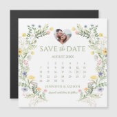 Wildblume Kalender Save the Date Foto Magnet (Vorne/Hinten)