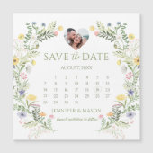 Wildblume Kalender Save the Date Foto Magnet (Vorderseite)