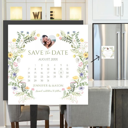 Wildblume Kalender Save the Date Foto Magnet