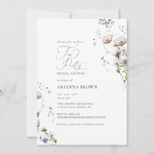 Wildblume Kalligrafie Brautdusche Einladung (Vorderseite)