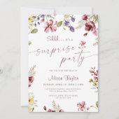 Wildblume Kalligrafie Geburtstagsüberraschung Part Einladung (Vorderseite)