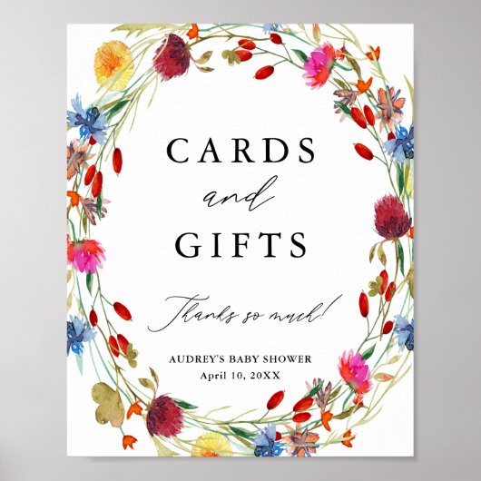 Wildblume Karikaturen und Geschenke Duschanzeige Poster (Vorne)