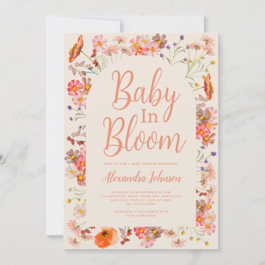 Wildblume Kind im blühenden Fall Mädchen Einladung (Vorderseite)