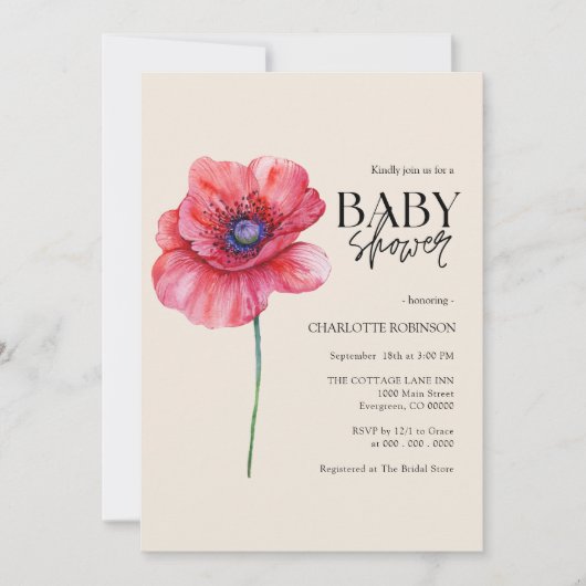 Wildblume Kinderdusche Einladung (Vorderseite)