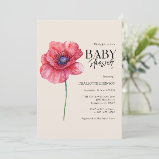 Wildblume Kinderdusche Einladung (Stehend Vorderseite)