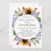 Wildblume Kinderdusche Einladung (Vorne/Hinten)