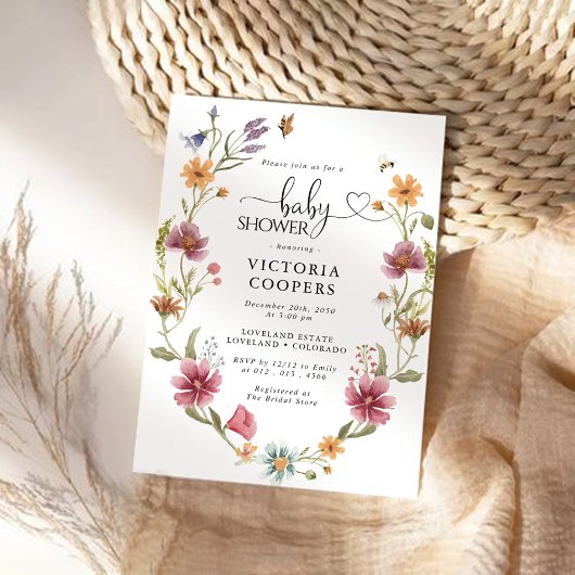 Wildblume Kinderdusche Einladung