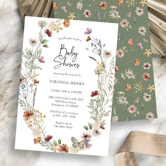 Wildblume Kinderdusche Einladung