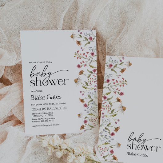 Wildblume Kinderdusche Einladung