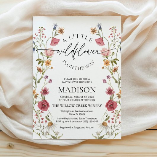 Wildblume Kinderdusche Einladung