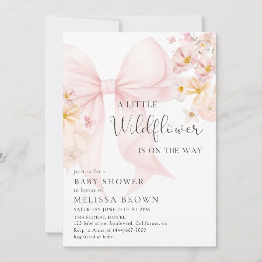 Wildblume Kinderdusche Einladung (Vorderseite)