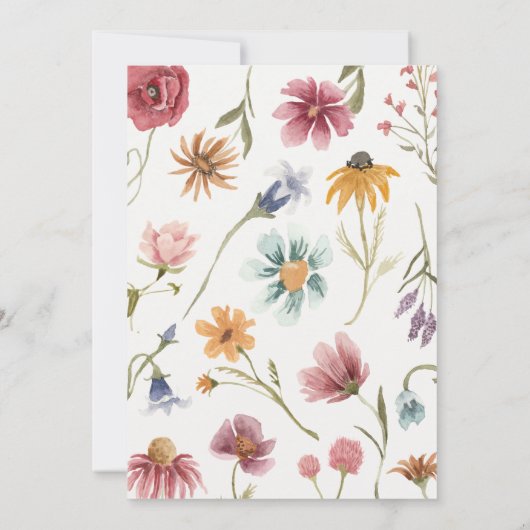 Wildblume Kinderdusche Einladung (Rückseite)