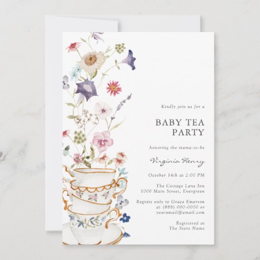 Wildblume Kinderdusche Einladung (Vorderseite)