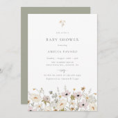 Wildblume Kinderdusche Einladung (Vorne/Hinten)