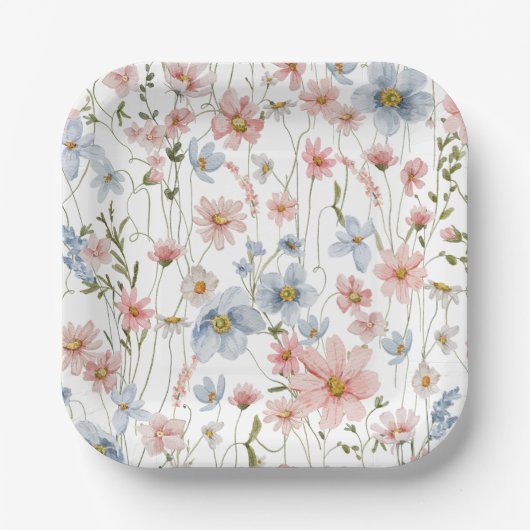 Wildblume Kinderdusche im Blumengarten Pappteller (Vorderseite)