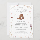 Wildblume Kleine Cowgirl Western Girl Babydusche Einladung (Vorderseite)