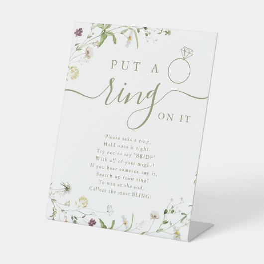 Wildblume klingelte auf das Brautparty Sockelschild (Vorderseite)