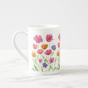Wildblume Knochen China Tasse