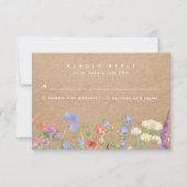 Wildblume Kraft Paper Rustic Wedding RSVP (Vorderseite)