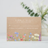 Wildblume Kraft Paper Rustic Wedding RSVP Karte (Stehend Vorderseite)