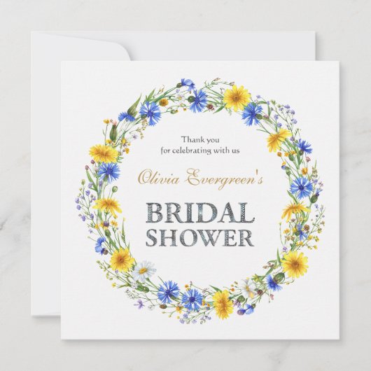 Wildblume-Kranz Dankeskarte (Vorderseite)