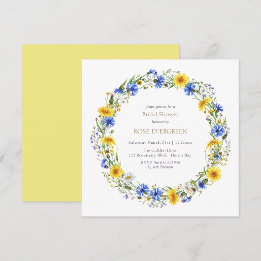 Wildblume-Kranz Einladung (Vorne/Hinten)