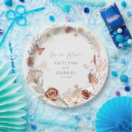 Wildblume Kranz-Liebe in Blütenfarbenhochzeit Pappteller (Party)