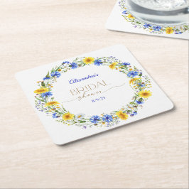 Wildblume-Kranz Rechteckiger Pappuntersetzer