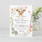 Wildblume Kuh zum Geburtstag Einladung (Stehend Vorderseite)