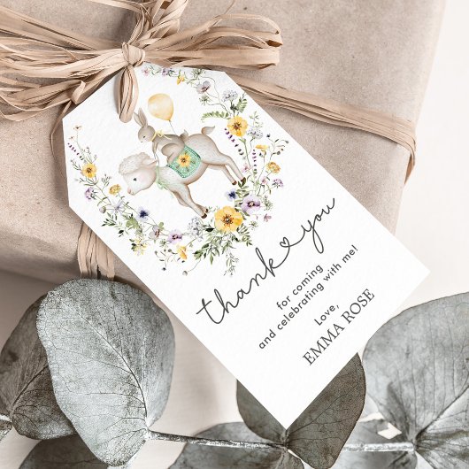 Wildblume Lamb & Bunny Balloon Danke Geschenkanhänger