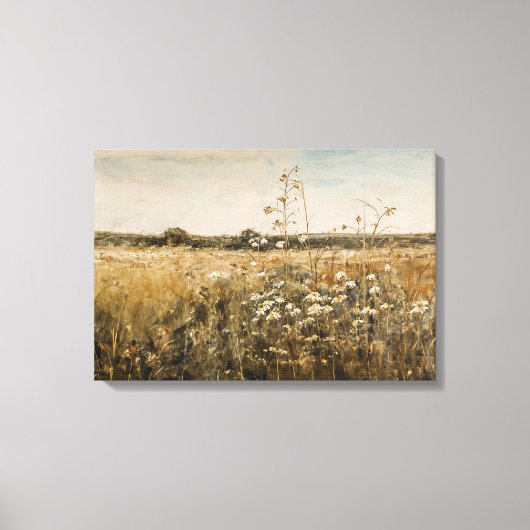 Wildblume Landschaft Vintage Canvas Print Leinwanddruck (Vorderseite)