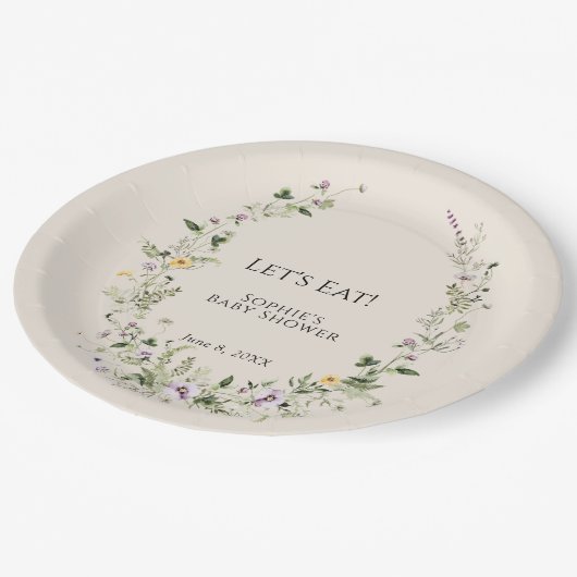 Wildblume lässt sich in der Blütendusche kaum ände Pappteller (Schrägansicht)