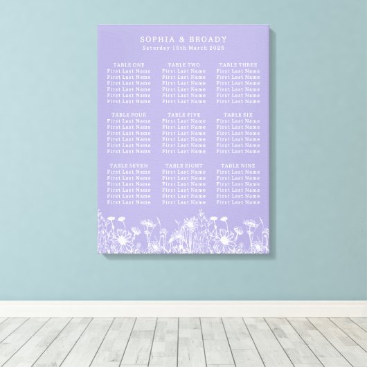 Wildblume Lavendel Sitzplan Leinwanddruck (Insitu (Holzboden))