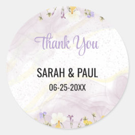 Wildblume Lavender und Gelbe Blumenhochzeit Runder Aufkleber
