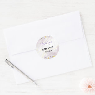 Wildblume Lavender und Gelbe Blumenhochzeit Runder Aufkleber