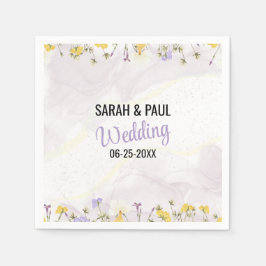 Wildblume Lavender und Gelbe Blumenhochzeit Serviette