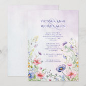 Wildblume Lavender Wedding Einladung (Vorne/Hinten)