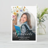 Wildblume Law School Graduation Party Foto Einladung (Stehend Vorderseite)