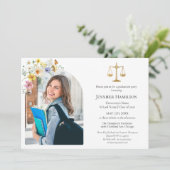 Wildblume Law School Graduation Party Foto Einladung (Stehend Vorderseite)