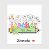 Wildblume Lehrer Name Personalisiert, Lehrergesche Aufkleber (Blatt)