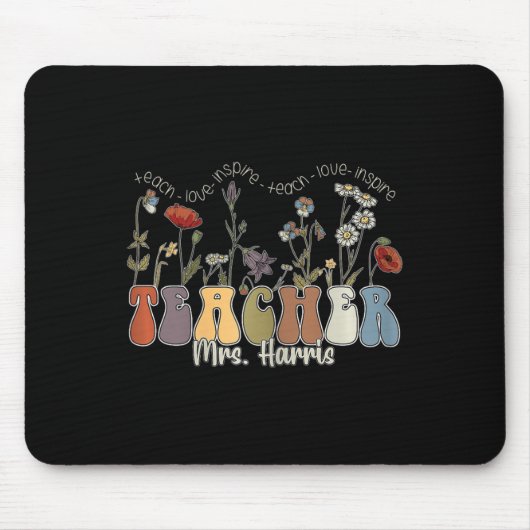 Wildblume Lehrerin Name Frau Harris Mousepad (Vorne)