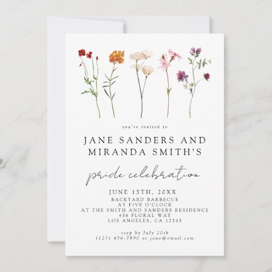 Wildblume Lesbian Gay Pride Einladung (Vorderseite)