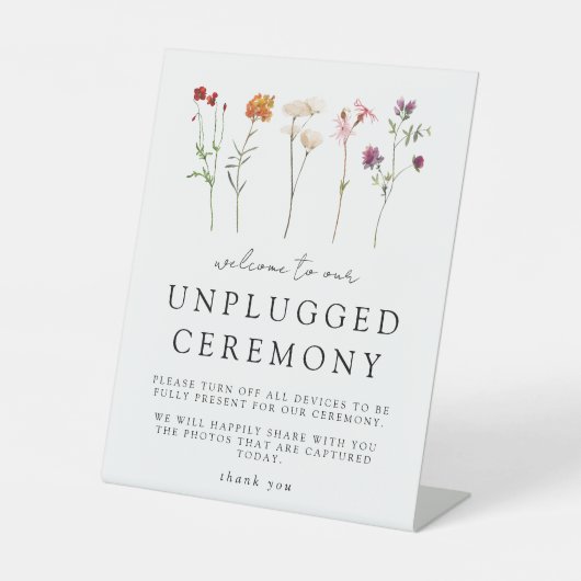 Wildblume Lesbian Pride Floral Unplugged Zeremonie Sockelschild (Vorderseite)