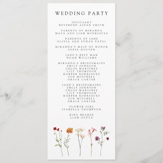 Wildblume Lesbian Pride Floral Wedding Programm (Rückseite)