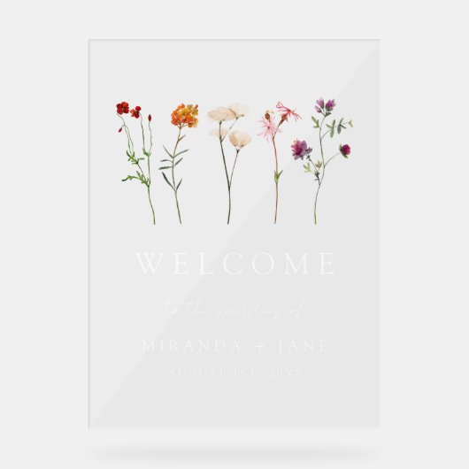 Wildblume Lesbische Hochzeit Acrylschild (Vorderseite)