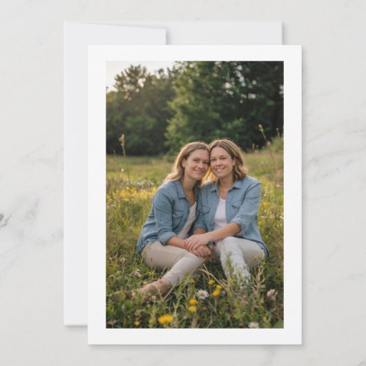 Wildblume Lesbische Pride Foto Hochzeit Einladung (Rückseite)